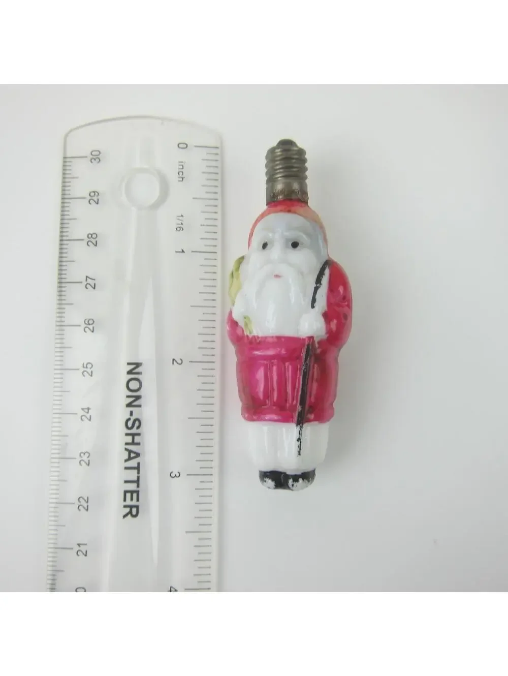 Vintage Santa Claus Christmas Milk Glass Light Bulb C6 Toy Sack Figural Japan